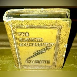 Vintage 1920s ELEVENTH COMMANDMENT: INSURE Save and Insure Book Coin Bank